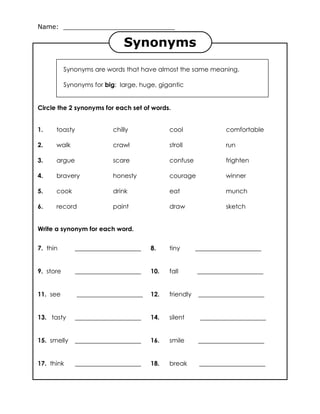 Synonyms 3-student | PDF