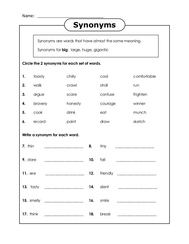 Synonyms 3 Student Synonyms 3 Student