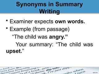 Own Synonymous Synonyms in reading comprehension O'levels. | PPTX