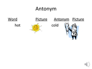 Antonym Word Picture Antonym Picture hot cold 
