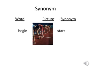 Synonym Word Picture Synonym begin   start 