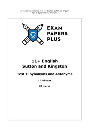 Synonyms and Antonyms for Primary Children | PDF
