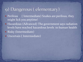 Perilously Example Synonyms of English words and examples.pptx