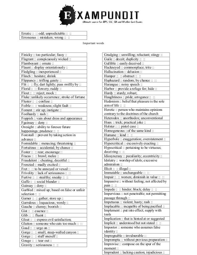 Synonyms pdf ExamPundi.in