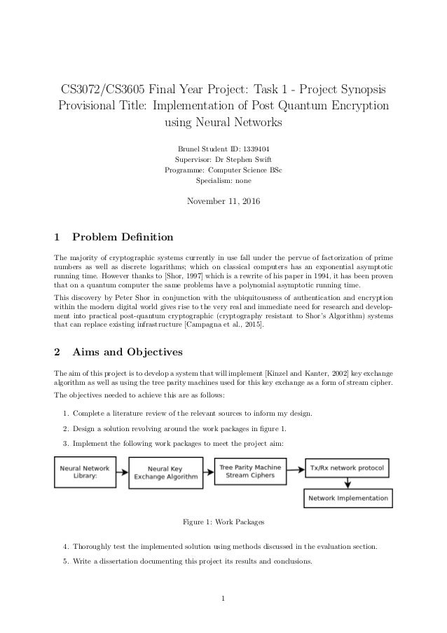 Final Year Project Synopsis Post Quantum Encryption Using Neural Net Final Year Project Synopsis Post Quantum Encryption Using Neural Net