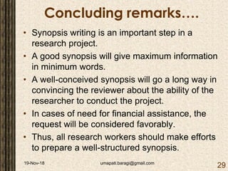 Synopsis - (How to write a effective Synopsis?) | PDF