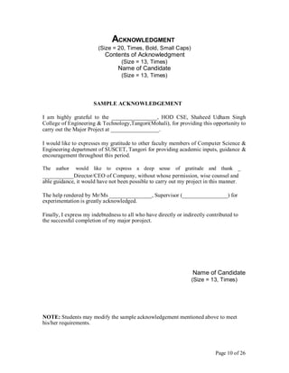 Synopsis format for project of BBA | PDF