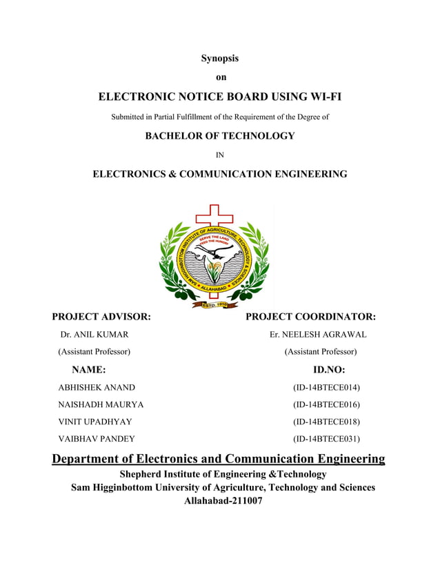 Electronics Notice Board Notice board using WiFi Report PDF