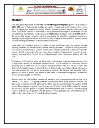 vehicle security management using fingerprint module and using GPS and ...
