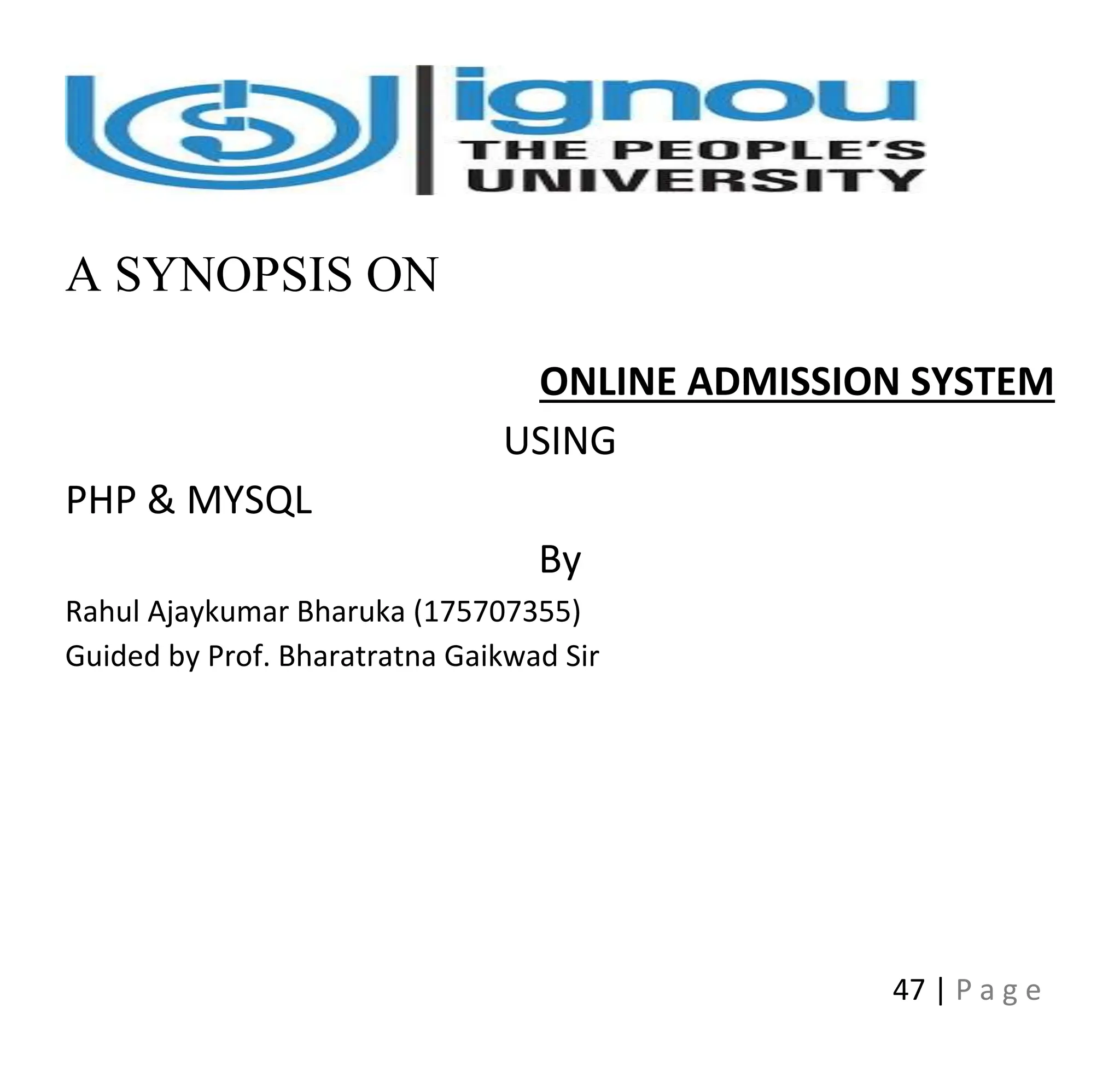 Ignou BCA 5th semester mini project report. | DOCX | Web Development ...