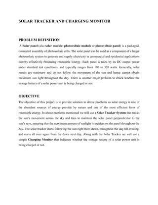 Synopsis of solar tracker and charging monitor | DOCX