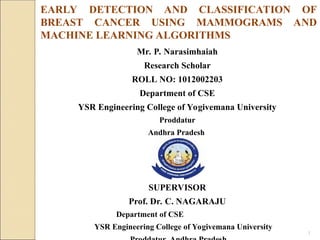 EARLY DETECTION AND CLASSIFICATION OF BREAST CANCER USING MAMMOGRAMS ...