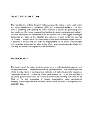 Synopsis for hr project on employee retention | PDF