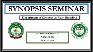 SYNOPSIS SEMINAR
Department of Genetics & Plant Breeding
SHASHANK SINGLA
A-2023-30-066
M.Sc. 1st year
 