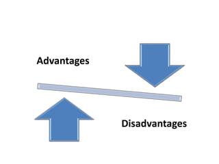 Advantages
Disadvantages
 