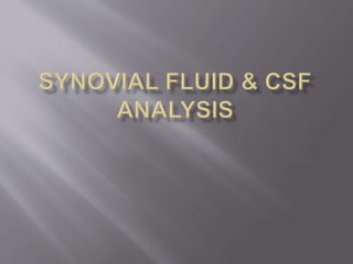 Synovial fluid and csf analysis