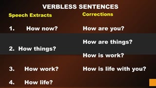 Verbless Sentences Examples Syntactic and Grammatical Features of Nigerian English.pptx