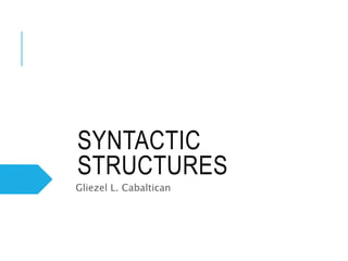 SYNTACTIC
STRUCTURES
Gliezel L. Cabaltican
 
