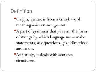 Introduction to Syntax | PPT