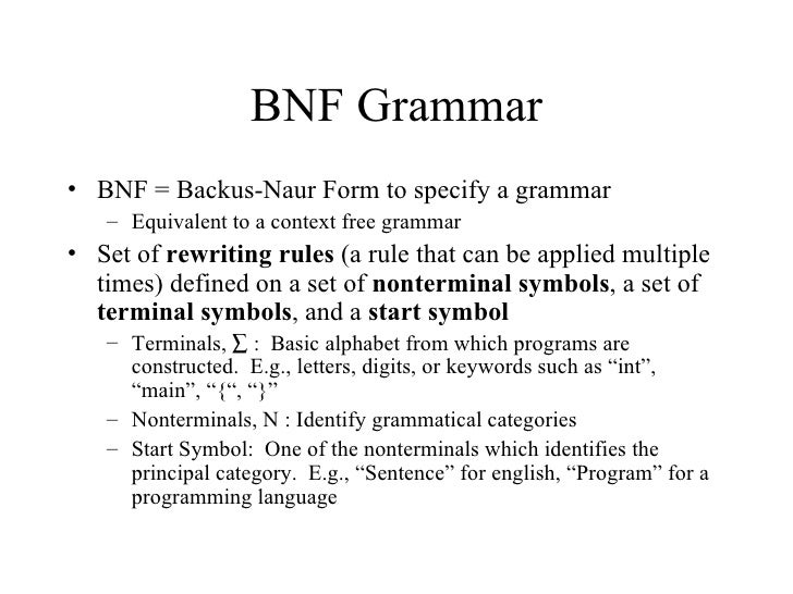 syntax backus naur form