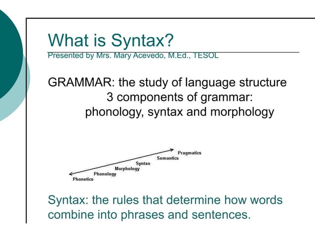 Syntax rules determine word order | PPT