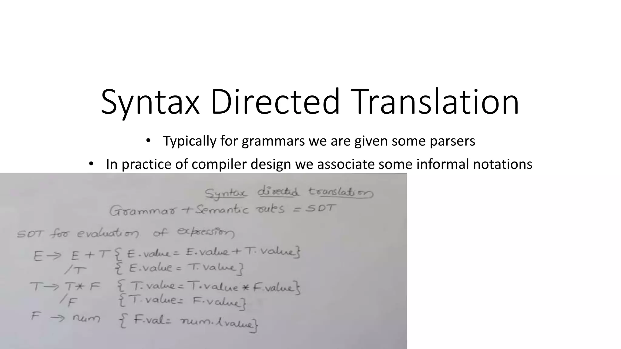 Syntax directed-translation | PPTX | Computing | Technology & Computing
