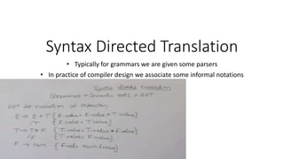 Syntax directed-translation | PPTX | Computing | Technology & Computing