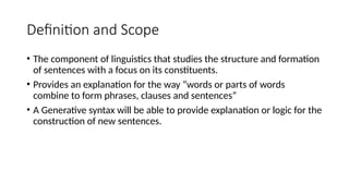 Comprehensive Introduction to Syntax: Structure and Sentence Formation ...
