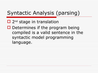 Syntax analysis | PPT