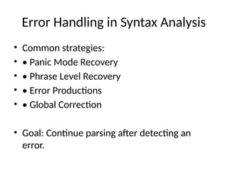Comprehensive Guide to Syntax Analysis in Compiler Design | PPTX