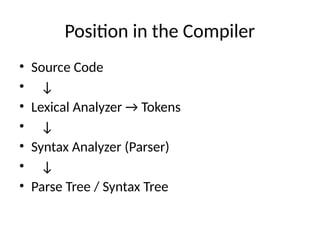 Comprehensive Guide to Syntax Analysis in Compiler Design | PPTX