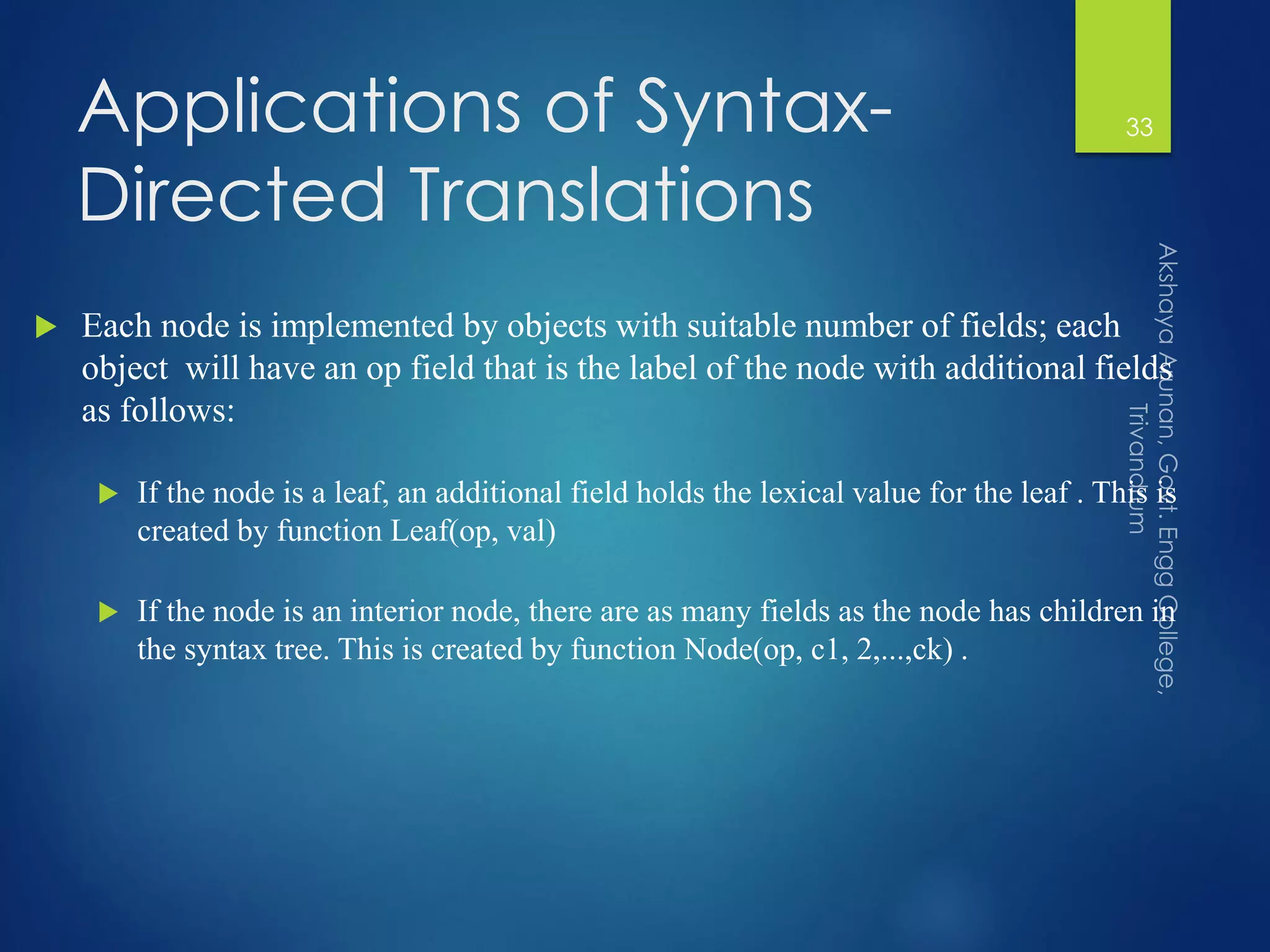 Syntax directed translation | PDF