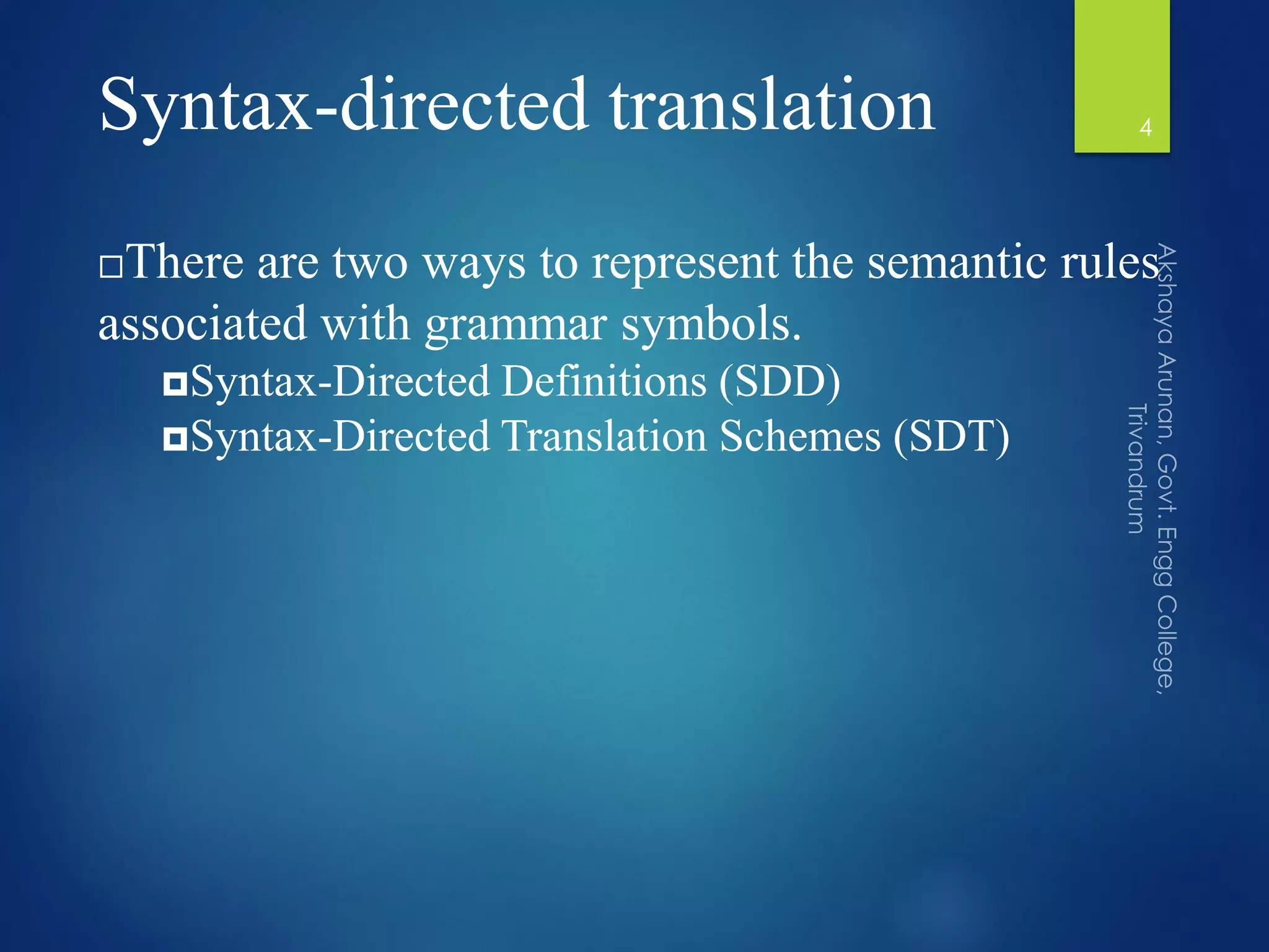 Syntax directed translation | PDF