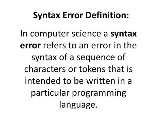 Syntax errors | PPT