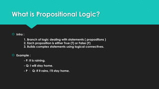 Propositional Semantics SYNTAX, SEMANTICS.pptx propositional logic and proof system in ...