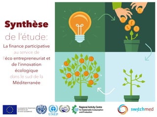Synthèse
de l’étude:
La ﬁnance participative
au service de
l’éco entrepreneuriat et
de l’innovation
écologique
dans le sud de la
Méditerranée
Le programme Switchmed
est financé par
la Union européenne
 