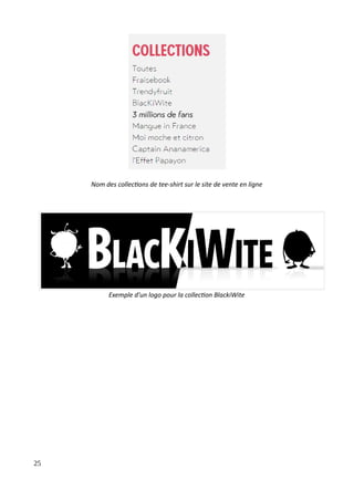 Nom des collections de tee-shirt sur le site de vente en ligne
Exemple d'un logo pour la collection BlackiWite
25
 