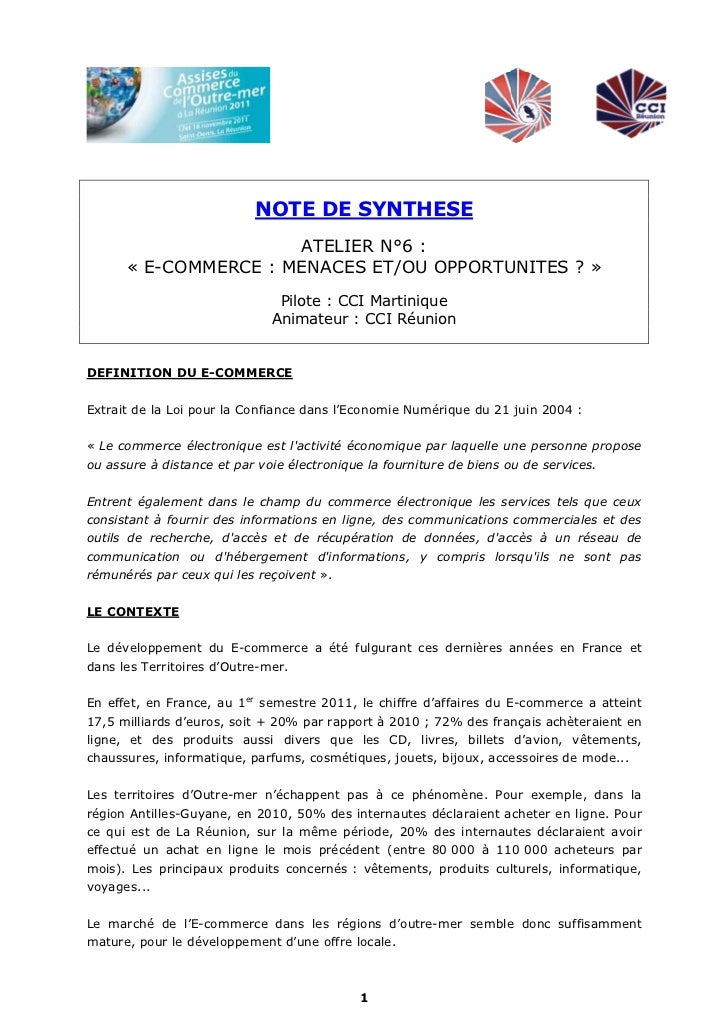 Synthese De L Atelier E Commerce Des Assises Du Commerce De L Outre M
