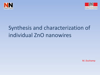 Synthesis and characterization of
individual ZnO nanowires


                             M. Duchamp
 
