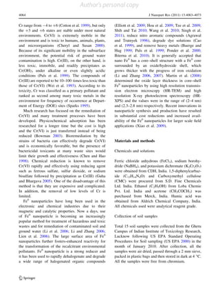 Synthesis, characterization and role of zero valent iron nanoparticle ...