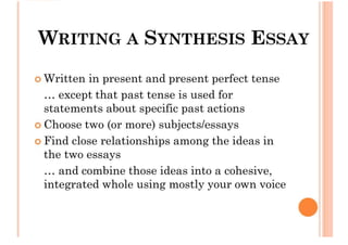 Synthesis Essay (Compare And Contrast)