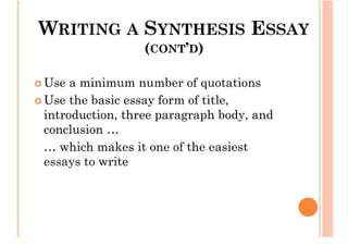 Synthesis Essay (Compare And Contrast)