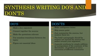 How to write a synthesis essay writing steps and procedures | PPTX