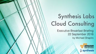 Synthesis Labs
Cloud Consulting
Executive Breakfast Brieﬁng
22 September 2016
by Michael Shapiro
 