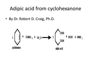 Adipic acid from cyclohexanone
• By Dr. Robert D. Craig, Ph.D.
 