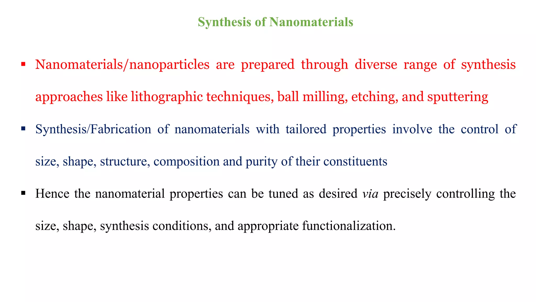 Synthesis of nanomaterials | PDF