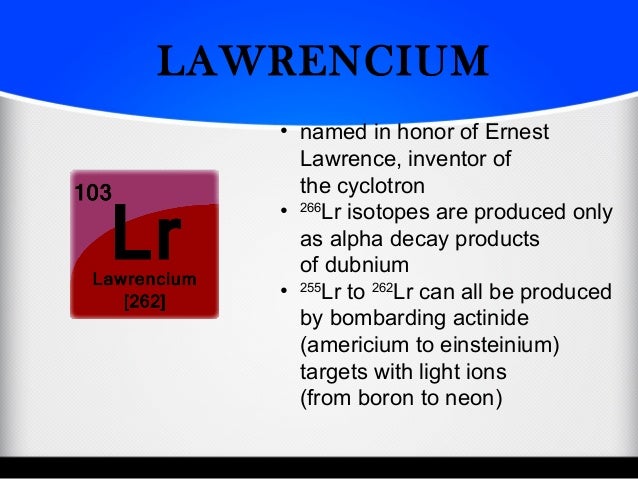 Synthetic elements list picture