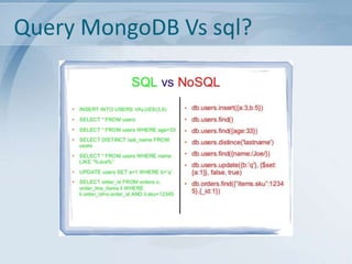 Query MongoDB Vs sql?

 