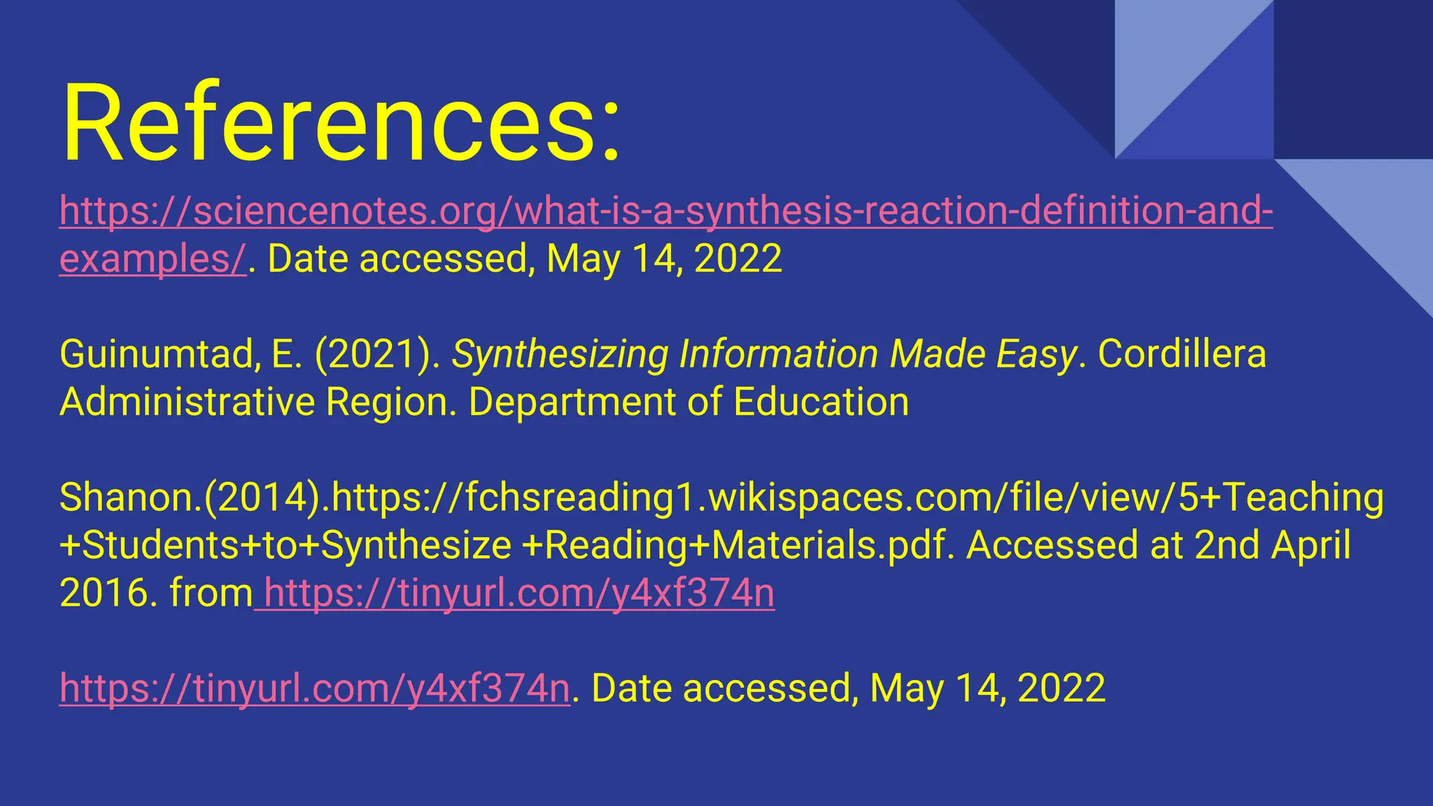 How to Synthesize Information in a Written Text