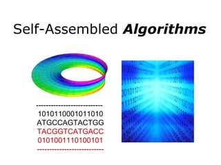 Self-Assembled  Algorithms ---------------------------  1010110001011010 ATGCCAGTACTGG TACGGTCATGACC 0101001110100101 --------------------------- 